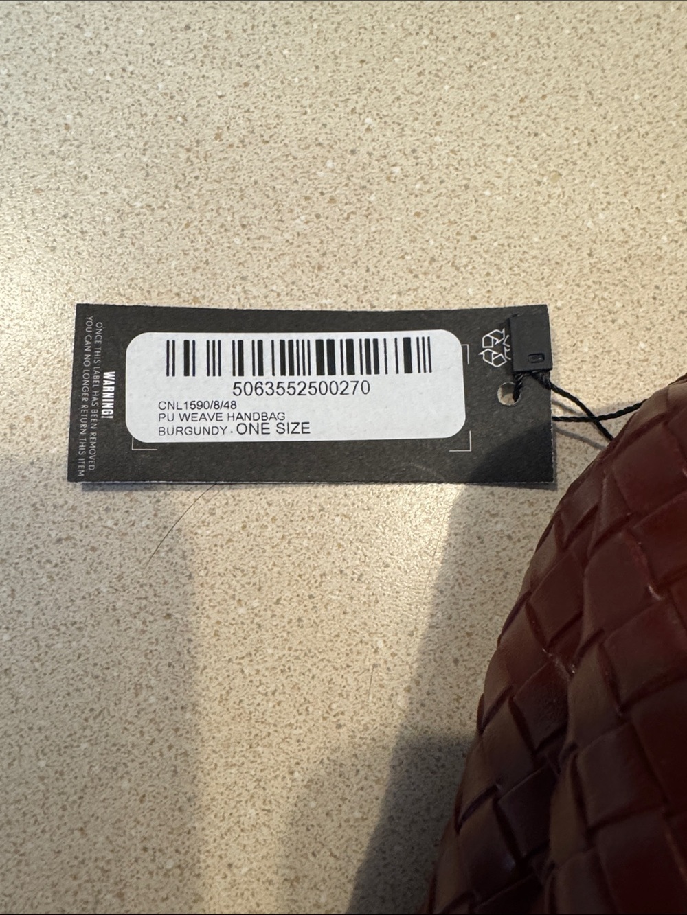 Braided Shoulder Hobo Bag in Burgundy by - Picture 3 of 4